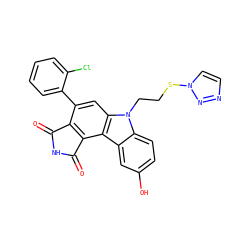O=C1NC(=O)c2c1c(-c1ccccc1Cl)cc1c2c2cc(O)ccc2n1CCSn1ccnn1 ZINC000042878233
