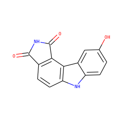 O=C1NC(=O)c2c1ccc1[nH]c3ccc(O)cc3c21 ZINC000034804054