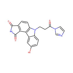 O=C1NC(=O)c2c1ccc1c2c2cc(O)ccc2n1CCC(=O)n1ccnc1 ZINC000045495946