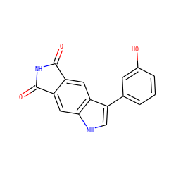O=C1NC(=O)c2cc3c(-c4cccc(O)c4)c[nH]c3cc21 ZINC000073168107