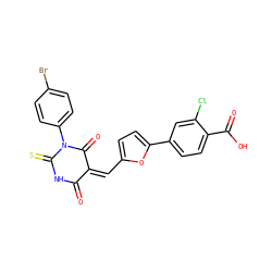 O=C1NC(=S)N(c2ccc(Br)cc2)C(=O)/C1=C\c1ccc(-c2ccc(C(=O)O)c(Cl)c2)o1 ZINC000084688816