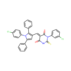 O=C1NC(=S)N(c2cccc(Cl)c2)C(=O)/C1=C/c1cc(-c2ccccc2)n(-c2ccc(Cl)cc2)c1-c1ccccc1 ZINC000006474185