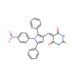 O=C1NC(=S)NC(=O)C1=Cc1cc(-c2ccccc2)n(-c2ccc([N+](=O)[O-])cc2)c1-c1ccccc1 ZINC000008742688