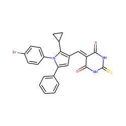 O=C1NC(=S)NC(=O)C1=Cc1cc(-c2ccccc2)n(-c2ccc(Br)cc2)c1C1CC1 ZINC000169330199