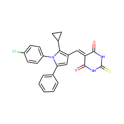 O=C1NC(=S)NC(=O)C1=Cc1cc(-c2ccccc2)n(-c2ccc(Cl)cc2)c1C1CC1 ZINC000169330197