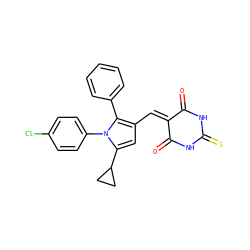 O=C1NC(=S)NC(=O)C1=Cc1cc(C2CC2)n(-c2ccc(Cl)cc2)c1-c1ccccc1 ZINC000169323970