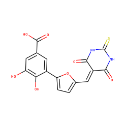 O=C1NC(=S)NC(=O)C1=Cc1ccc(-c2cc(C(=O)O)cc(O)c2O)o1 ZINC000040974847