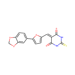 O=C1NC(=S)NC(=O)C1=Cc1ccc(-c2ccc3c(c2)OCO3)o1 ZINC000169311259