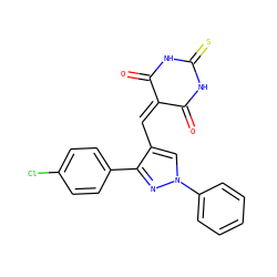 O=C1NC(=S)NC(=O)C1=Cc1cn(-c2ccccc2)nc1-c1ccc(Cl)cc1 ZINC000001190091