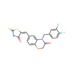 O=C1NC(=S)S/C1=C/c1ccc2c(c1)N(Cc1ccc(F)c(Cl)c1)C(=O)CO2 ZINC000003960731