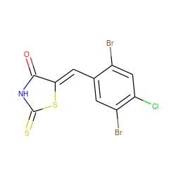 O=C1NC(=S)S/C1=C\c1cc(Br)c(Cl)cc1Br ZINC001772588905