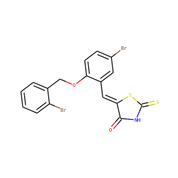 O=C1NC(=S)S/C1=C\c1cc(Br)ccc1OCc1ccccc1Br ZINC000036184602
