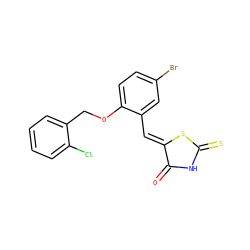 O=C1NC(=S)S/C1=C\c1cc(Br)ccc1OCc1ccccc1Cl ZINC000016449901