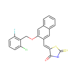 O=C1NC(=S)S/C1=C\c1cc2ccccc2cc1OCc1c(F)cccc1Cl ZINC000036184601