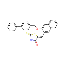 O=C1NC(=S)S/C1=C\c1cc2ccccc2cc1OCc1ccc(-c2ccccc2)cc1 ZINC000036184609
