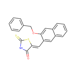 O=C1NC(=S)S/C1=C\c1cc2ccccc2cc1OCc1ccccc1 ZINC000036184600