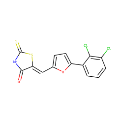 O=C1NC(=S)S/C1=C\c1ccc(-c2cccc(Cl)c2Cl)o1 ZINC000012794357