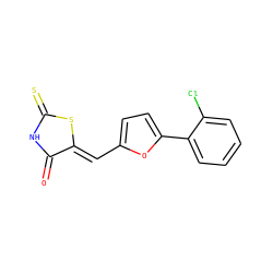 O=C1NC(=S)S/C1=C\c1ccc(-c2ccccc2Cl)o1 ZINC000012375686
