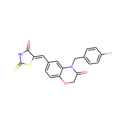 O=C1NC(=S)S/C1=C\c1ccc2c(c1)N(Cc1ccc(Cl)cc1)C(=O)CO2 ZINC000028883208