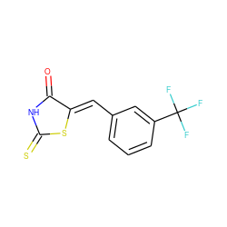 O=C1NC(=S)S/C1=C\c1cccc(C(F)(F)F)c1 ZINC000012595848