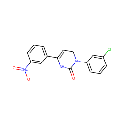 O=C1NC(c2cccc([N+](=O)[O-])c2)=CCN1c1cccc(Cl)c1 ZINC000299865218