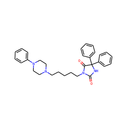 O=C1NC(c2ccccc2)(c2ccccc2)C(=O)N1CCCCCN1CCN(c2ccccc2)CC1 ZINC000026264745