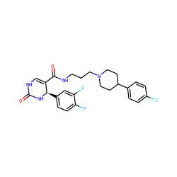 O=C1NC=C(C(=O)NCCCN2CCC(c3ccc(F)cc3)CC2)[C@@H](c2ccc(F)c(F)c2)N1 ZINC000013809168