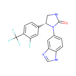 O=C1NC[C@@H](c2ccc(C(F)(F)F)c(F)c2)N1c1ccc2[nH]cnc2c1 ZINC000116829094
