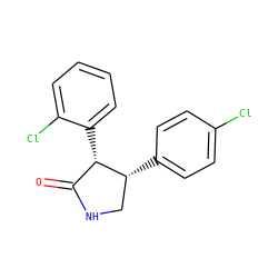 O=C1NC[C@@H](c2ccc(Cl)cc2)[C@H]1c1ccccc1Cl ZINC000096929874