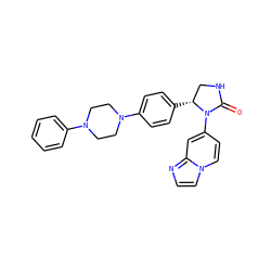 O=C1NC[C@@H](c2ccc(N3CCN(c4ccccc4)CC3)cc2)N1c1ccn2ccnc2c1 ZINC000198381566