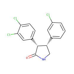 O=C1NC[C@@H](c2cccc(Cl)c2)[C@H]1c1ccc(Cl)c(Cl)c1 ZINC000096929862
