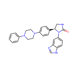 O=C1NC[C@H](c2ccc(N3CCN(c4ccccc4)CC3)cc2)N1c1ccc2[nH]cnc2c1 ZINC000116828878