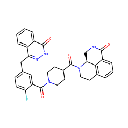 O=C1NC[C@H]2c3c(cccc31)CCN2C(=O)C1CCN(C(=O)c2cc(Cc3n[nH]c(=O)c4ccccc34)ccc2F)CC1 ZINC000095582651