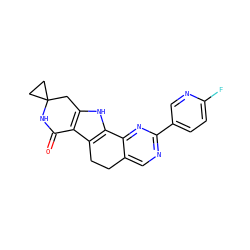 O=C1NC2(CC2)Cc2[nH]c3c(c21)CCc1cnc(-c2ccc(F)nc2)nc1-3 ZINC000072108989