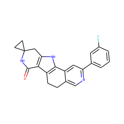 O=C1NC2(CC2)Cc2[nH]c3c(c21)CCc1cnc(-c2cccc(F)c2)cc1-3 ZINC000072112486