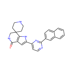 O=C1NCC2(CCNCC2)c2[nH]c(-c3ccnc(-c4ccc5ccccc5c4)n3)cc21 ZINC000071333282