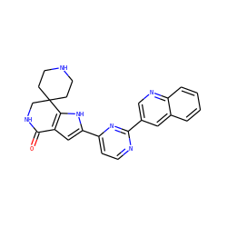 O=C1NCC2(CCNCC2)c2[nH]c(-c3ccnc(-c4cnc5ccccc5c4)n3)cc21 ZINC000071333600