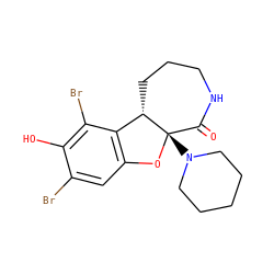 O=C1NCCC[C@H]2c3c(cc(Br)c(O)c3Br)O[C@@]12N1CCCCC1 ZINC000057063901