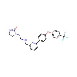 O=C1NCCN1CCNCc1cccc(-c2ccc(Oc3ccc(C(F)(F)F)cc3)cc2)n1 ZINC000114591920