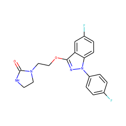 O=C1NCCN1CCOc1nn(-c2ccc(F)cc2)c2ccc(F)cc12 ZINC000653848803