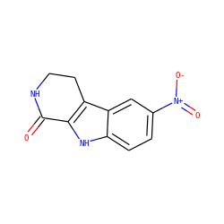 O=C1NCCc2c1[nH]c1ccc([N+](=O)[O-])cc21 ZINC000000077349