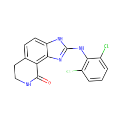 O=C1NCCc2ccc3[nH]c(Nc4c(Cl)cccc4Cl)nc3c21 ZINC000013475197