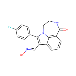 O=C1NCCn2c(-c3ccc(F)cc3)c(/C=N/O)c3cccc1c32 ZINC000003832214