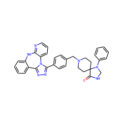 O=C1NCN(c2ccccc2)C12CCN(Cc1ccc(-c3nnc4n3-c3cccnc3Nc3ccccc3-4)cc1)CC2 ZINC000096174095