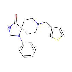 O=C1NCN(c2ccccc2)C12CCN(Cc1ccsc1)CC2 ZINC000028885710