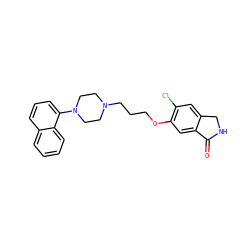 O=C1NCc2cc(Cl)c(OCCCN3CCN(c4cccc5ccccc45)CC3)cc21 ZINC000064539556
