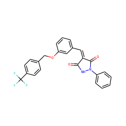 O=C1NN(c2ccccc2)C(=O)/C1=C/c1cccc(OCc2ccc(C(F)(F)F)cc2)c1 ZINC000040938184