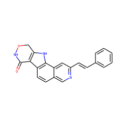 O=C1NOCc2[nH]c3c(ccc4cnc(/C=C/c5ccccc5)cc43)c21 ZINC000072109099