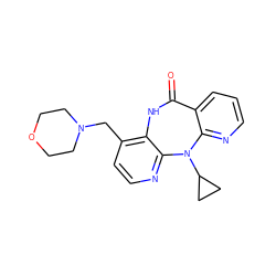 O=C1Nc2c(CN3CCOCC3)ccnc2N(C2CC2)c2ncccc21 ZINC000027548814