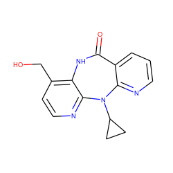 O=C1Nc2c(CO)ccnc2N(C2CC2)c2ncccc21 ZINC000005933760
